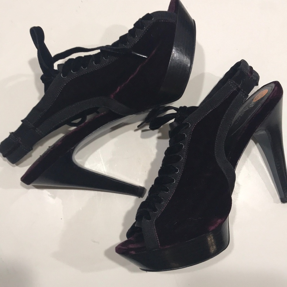 COLE HAAN Maria Sharapova heels velvet platform